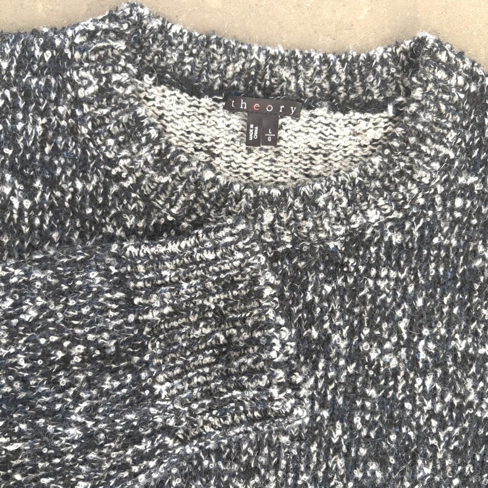 Theory Womens Large Marled Crew Neck Sweater Wool‎ Mohair Riland Classic Work